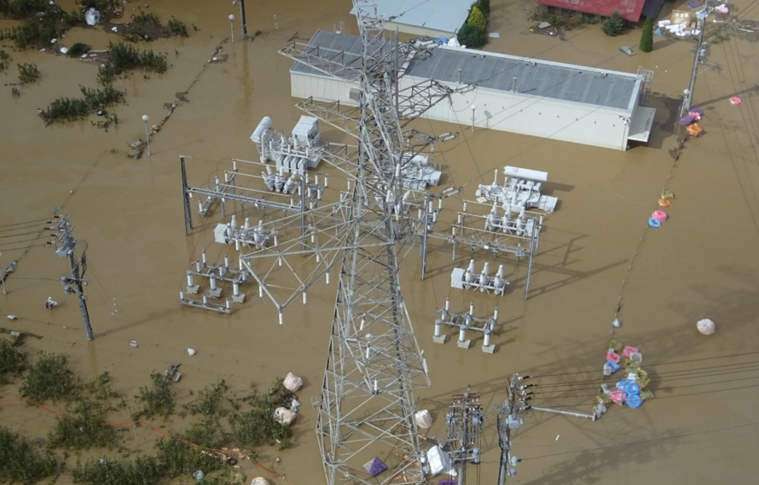 Flood damage at one of our substations in 2019.