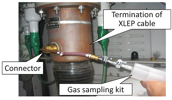 Gas sampling work at XLPE cable termination