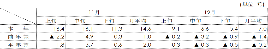 平均気温（名古屋）表画像