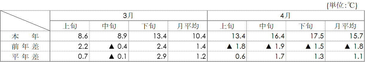 平均気温（名古屋）表画像