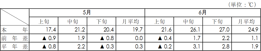 平均気温（名古屋）表画像