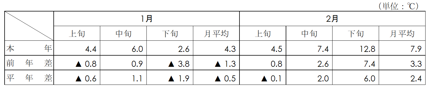 平均気温（名古屋）表画像