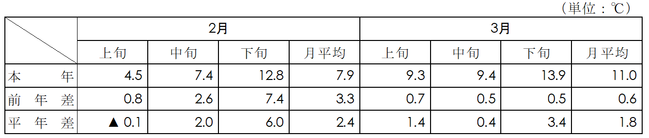 平均気温（名古屋）表画像