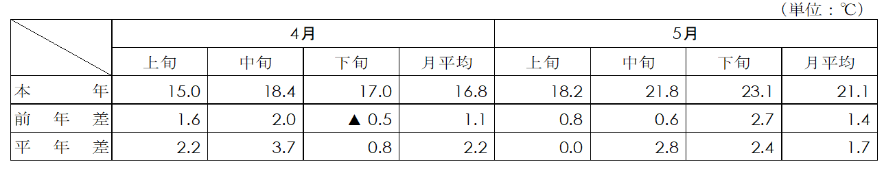 平均気温（名古屋）表画像