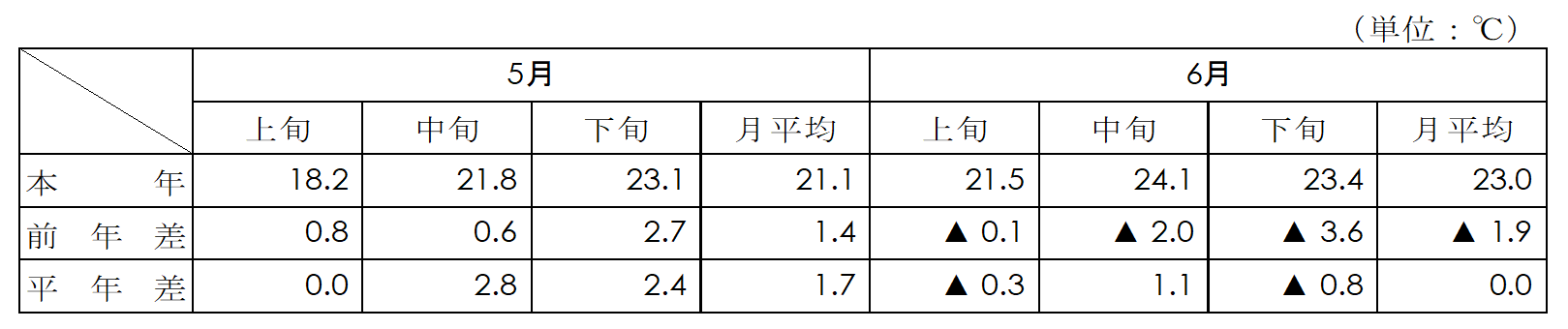 平均気温（名古屋）表画像