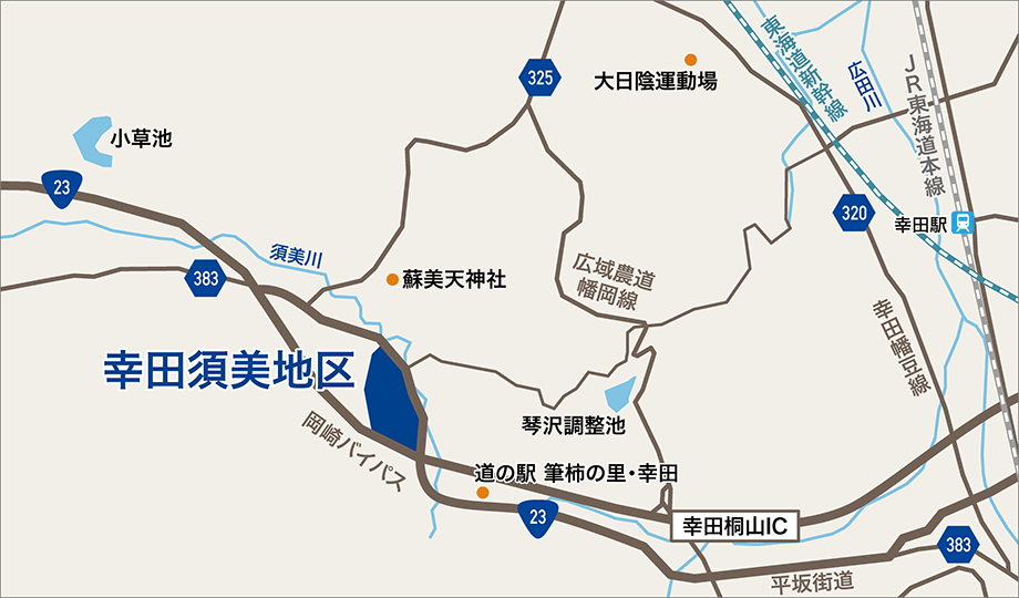 幸田須美地区の地図