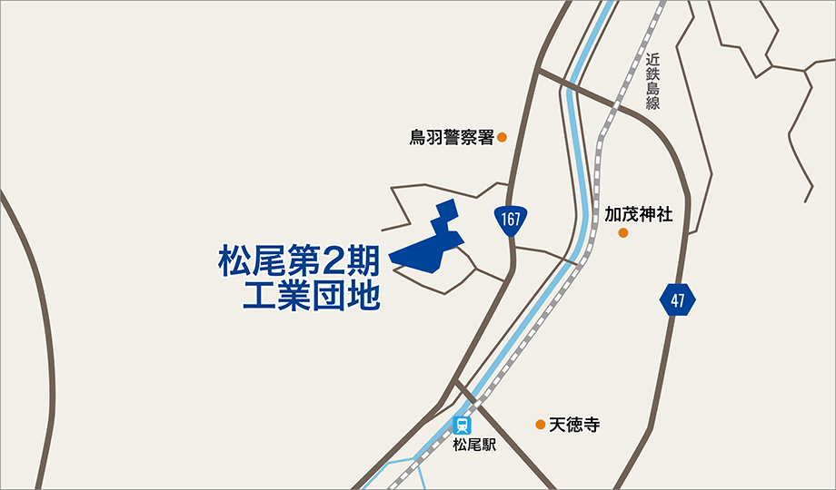 松尾第2期工業団地の地図