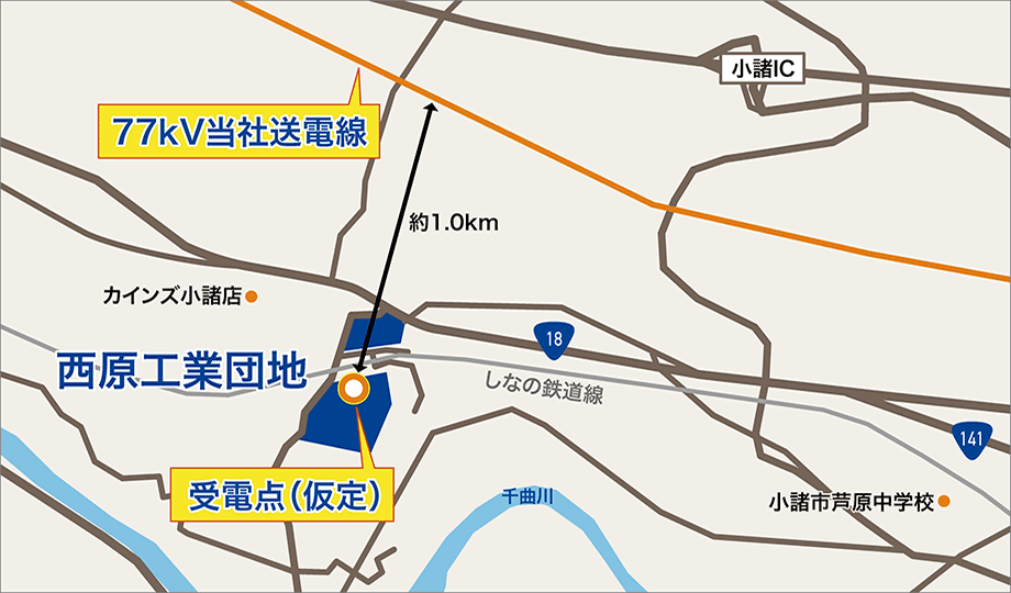 西原工業団地の地図