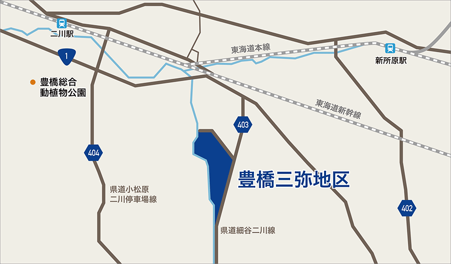 豊橋三弥地区の地図