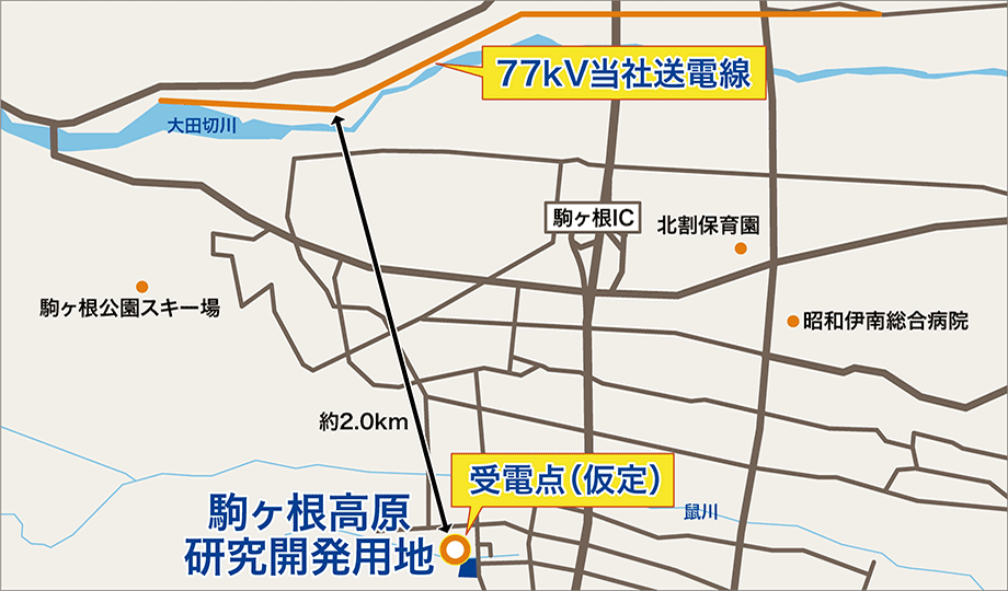 駒ヶ根高原研究開発用地の地図