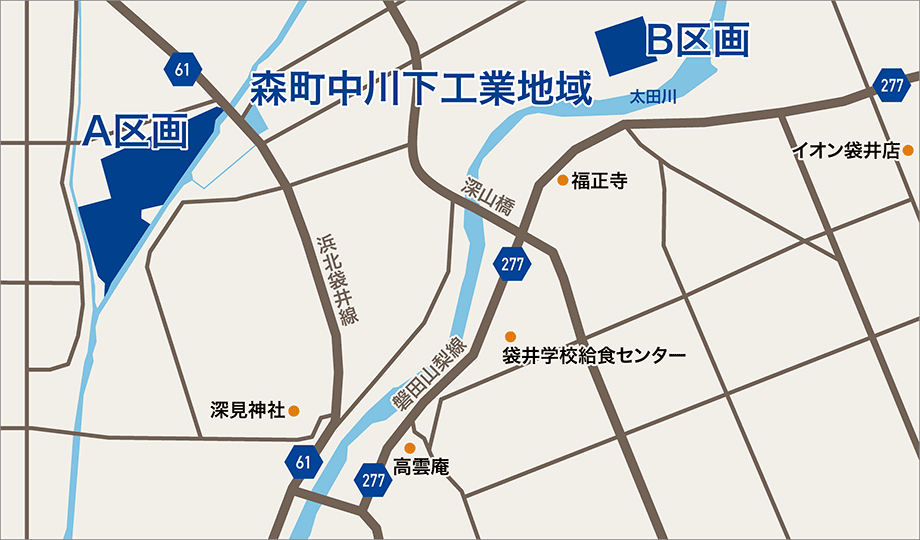 森町中川下工業地域の地図